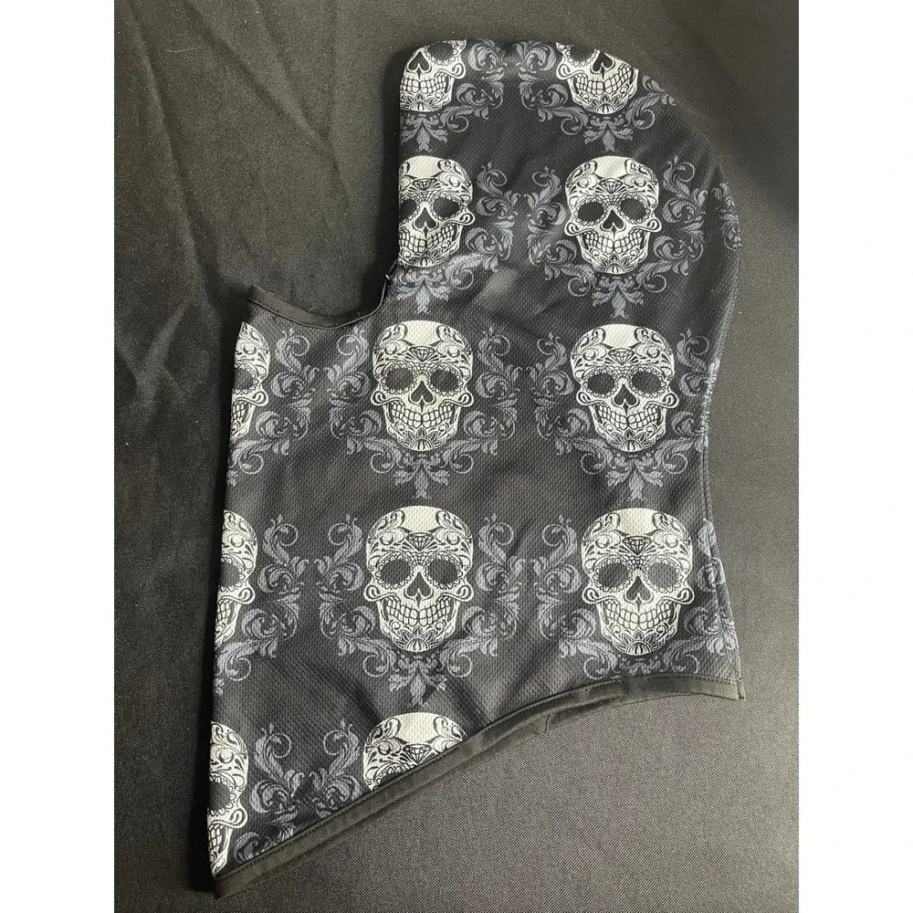 Sugar Skull Balaclava Face Mask Black Grey Damask Gothic Tactical Ski Hood Mask
